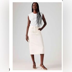 Levi's Cream Midi Denim Pencil Skirt Size 27